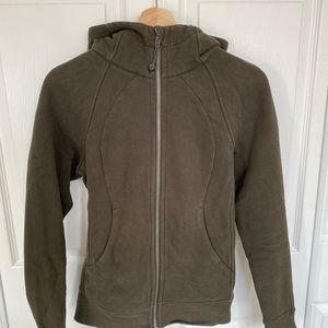 LULULEMON Dark Olive Scuba Zip Hoodie. Size 4